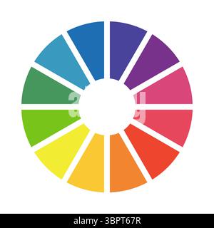 Color palette template for art school. Multicolored wheel. Infographic element round shape. Color circle guide. Pie chart diagram. Color theory Stock Vector