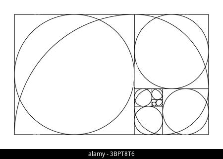 Golden ratio template. Divine, golden proportion. Universal meanings. Method golden section. Fibonacci array, numbers. Photography harmony proportions Stock Vector
