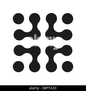 Connected dots symbol isolated on a white background. Abstract circles pattern. Blob design elements. Metaball icon. Vector graphic illustration Stock Vector