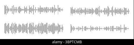 Equalizer interface. Set of voice message template. Audio chat speech. Music sound wave icon. Elements for mobile messenger, podcast online radio Stock Vector