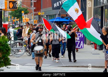 A Pro Palestinian, Anti ICE, March for Gaza protest march in New York, June 21, 2025 Stock Photo