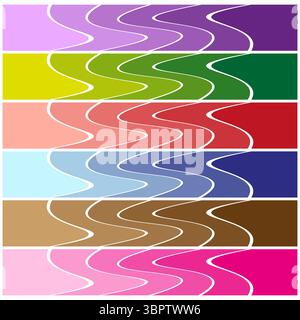 Horizontal wavy bands. Colorful fluid patterns. Smooth abstract strips. Vector gradient art. Stock Vector