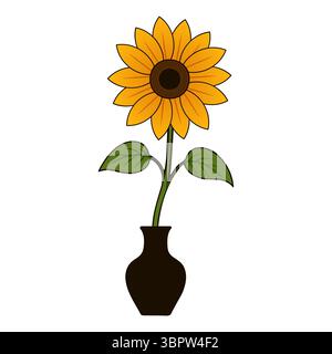 Sunflower realistic illustration front view Stock Vector