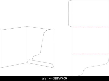 file folder business die cut templates designs 3d mock-up isolated white backgrounds for packaging branding, products compartments unique design Stock Vector