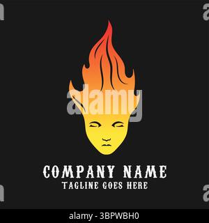 Burning Man Woman Human Fire Flame Head Face Logo Design Logo Design Vector Stock Vector