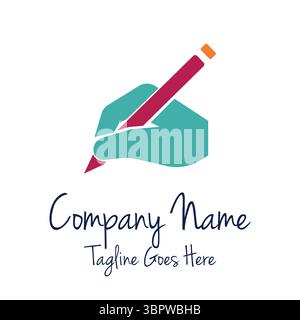 Simple Minimalist Hand Hold Pen Pencil for Signature Author Education Book Logo Design Vector Stock Vector