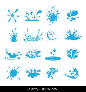 Water drops, liquid droplet, splash, wave, raindrop design element, vector illustration Stock Vector