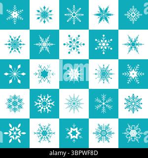 Snowflakes big icon set. Snow flake crystal collection. Stock Vector