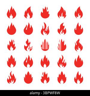Fire flame icons bundle, Blazing Flame Symbol, Abstract Flame Icon Stock Vector