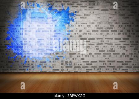 Splash on wall revealing digital lock Stock Photo