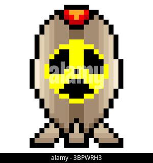 Atomic bomb in pixel art style Stock Vector