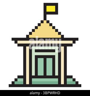 School building in pixel art style Stock Vector