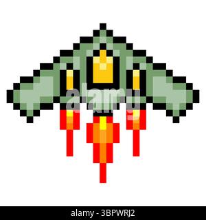 Stealth bomber in pixel art style Stock Vector