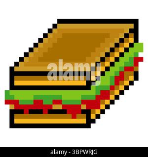 Sandwich food in pixel art style Stock Vector