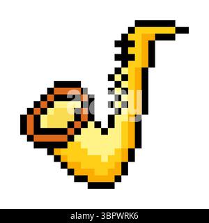 Saxophone in pixel art style Stock Vector
