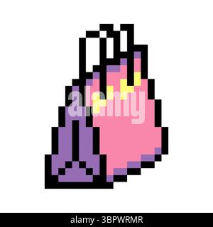 Paper bag in pixel art style Stock Vector