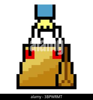 Handbag in pixel art style Stock Vector