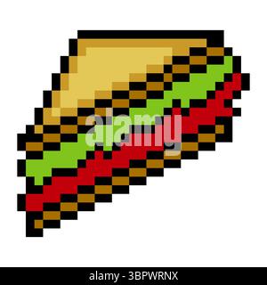 Sandwich snack in pixel art style Stock Vector