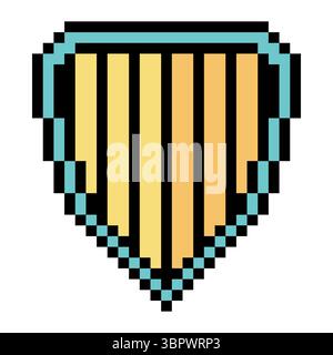 Shield in pixel art design Stock Vector