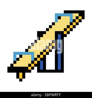 Kids playground seesaw in pixel art Stock Vector