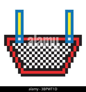 Shopping basket in pixel art style Stock Vector