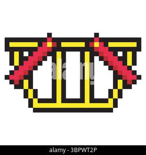Shopping basket in pixel art style Stock Vector