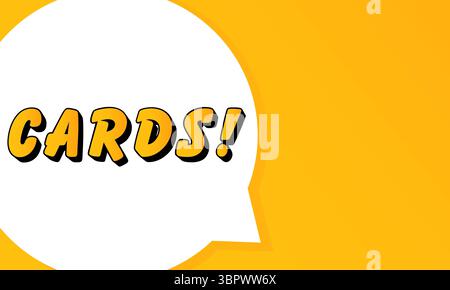 Cards speech bubble. Bold outline, comic style shape, vibrant background, dialog element, visual communication, announcement layout, message highlight Stock Vector