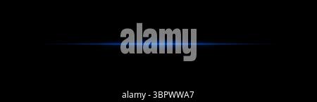 Thin Blue laser beam across dark background with glowing center. Minimalistic horizontal light effect with sharp gradient and smooth fade at edges. Stock Vector