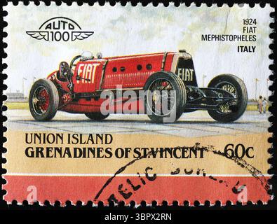 Fiat Mephistopheles of 1924 celebrated on postage stamp Stock Photo