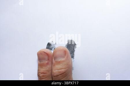 Fingerprint. Biometric authentication, biometric data, data collection Stock Photo