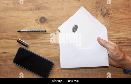 Fingerprint. Biometric authentication, biometric data, data collection Stock Photo