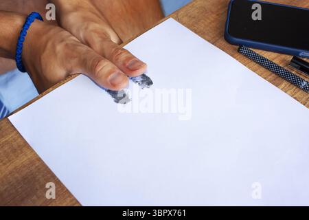 Fingerprint. Biometric authentication, biometric data, data collection Stock Photo