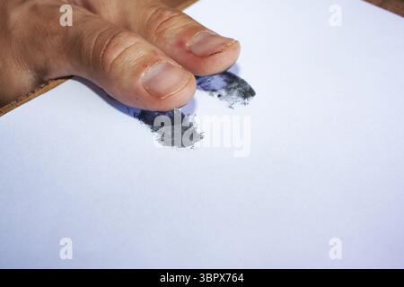 Fingerprint. Biometric authentication, biometric data, data collection Stock Photo