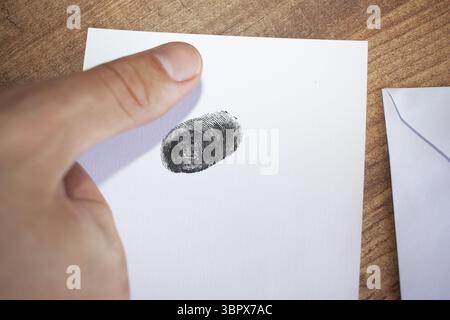 Fingerprint. Biometric authentication, biometric data, data collection Stock Photo