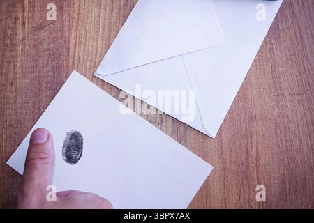 Fingerprint. Biometric authentication, biometric data, data collection Stock Photo