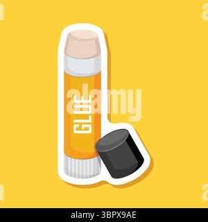 Glue icon paper sticker in flat style. School stationery vector illustration on isolated background. Office supply sign business concept. Stock Vector