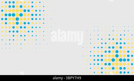 Abstract background halftone circular pattern with yellow and blue color, vector illustration Stock Vector