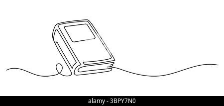 One line drawing of a closed book. Minimal continuous line vector illustration. Simple thin line style. Great for education, literature, libraries, re Stock Vector