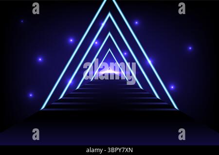 Abstract geometric triangle technology fiber optic cable network speed line, Big data transmission concept, vector illustration Stock Vector