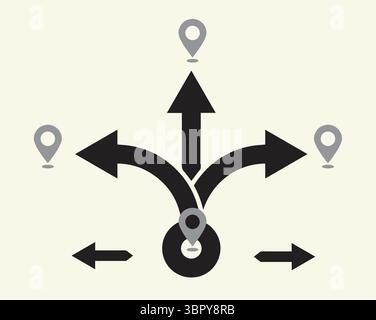 Direction Sign Board Vector, Navigation Arrow Icon, Roadway Guide Symbol Stock Vector