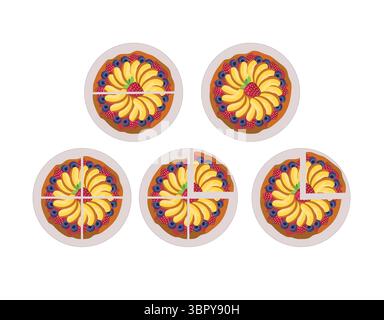 Cake Division Lineart for Mathematics Stock Vector