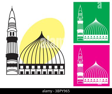 Mosque (Masjid) Vector Line art Design Stock Vector