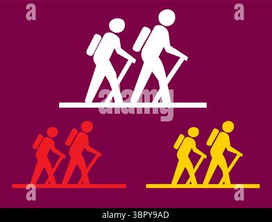 hiking vector line art design Stock Vector