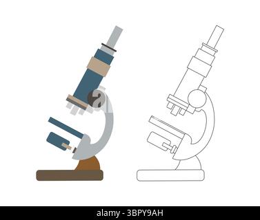 Drawing of microscope line art Stock Vector