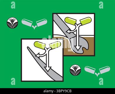 Hair Treatment Capsule with Vitamins Spreading on Hair – Hair Care Concept Vector Illustration Stock Vector