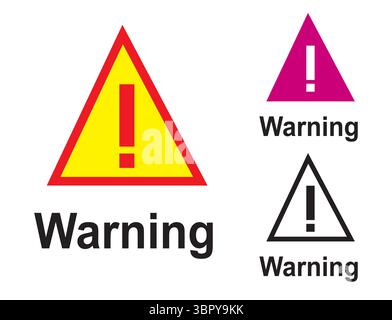 Warning Sign Icon Set Stock Vector