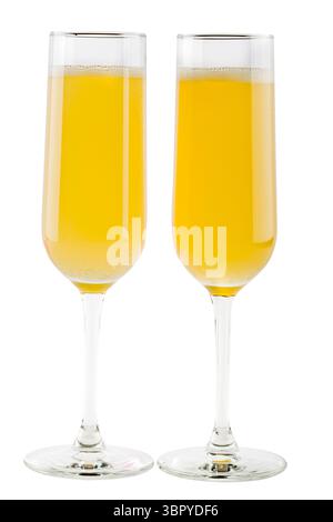 Bellini champagne cocktail isolated on white background Stock Photo - Alamy