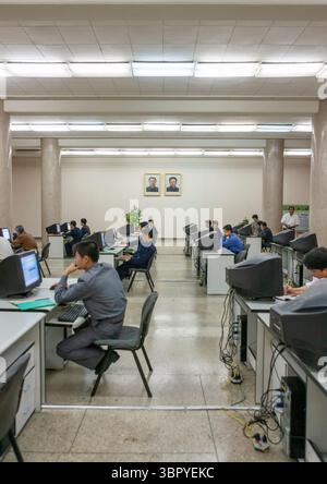 Computers room in the Grand people's study house, DGC, Pyongyang, North Korea Stock Photo