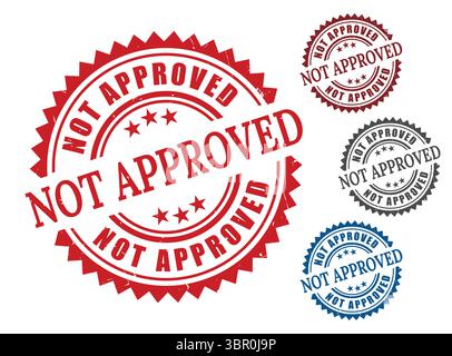A Not Authorized Stamp Icons, Red Grunge Refusal Vector Set Stock Vector