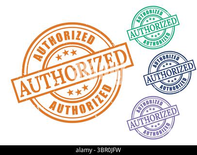 A Authorized Approved Grunge Rubber Stamp Collection, Official & Verified Vector Set Stock Vector